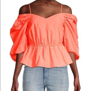 Tanya Taylor Caroline Cold Shoulder Peplum (Orange)